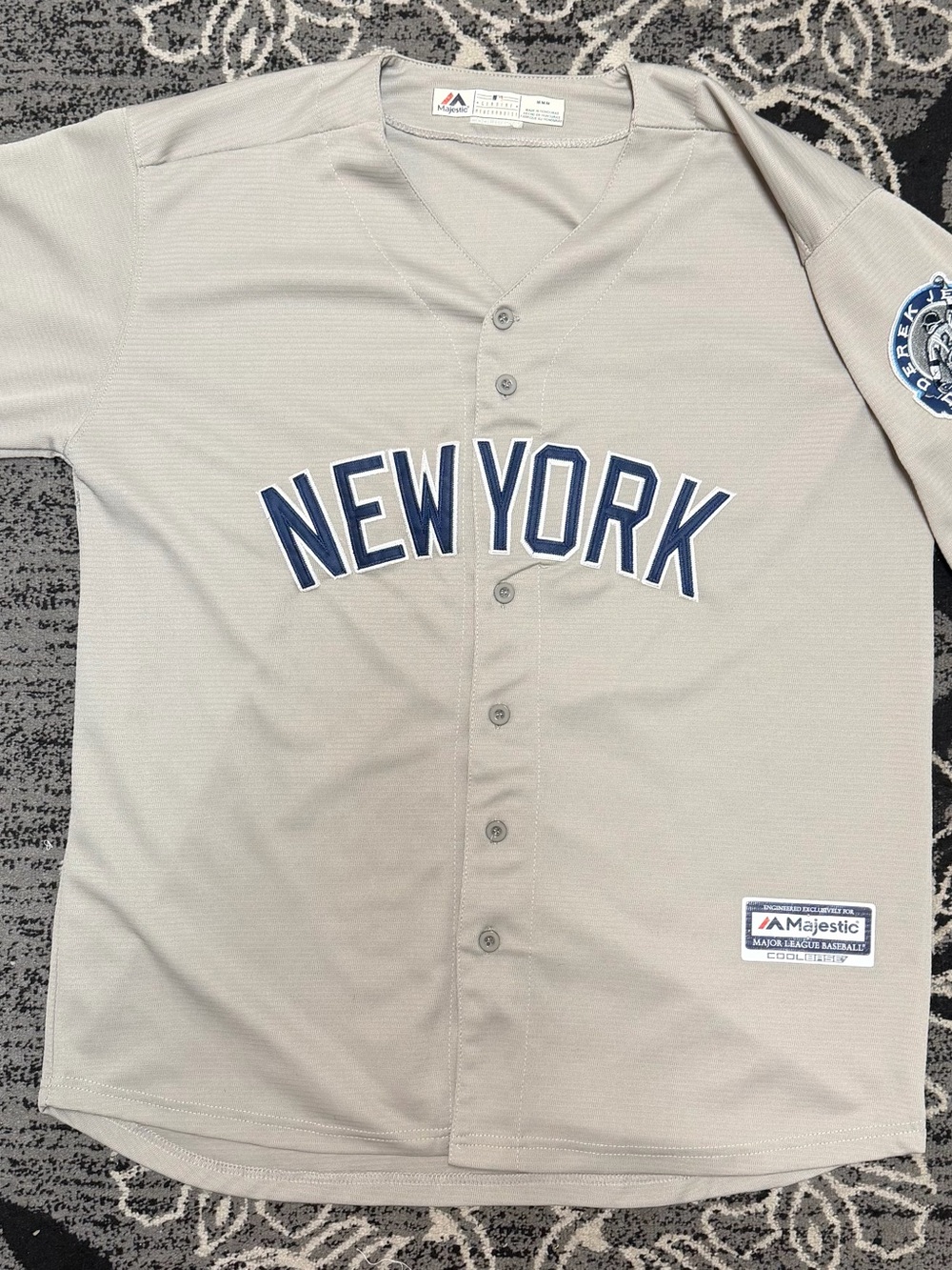 Majestic Derek Jeter New York Yankees Baseball Jersey in Light Gray